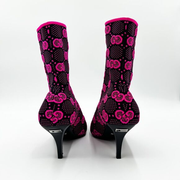 Gucci GG Sock Boots Pink Black Heels Bootie EU 38.5, 8.5 - Picture 4 of 10